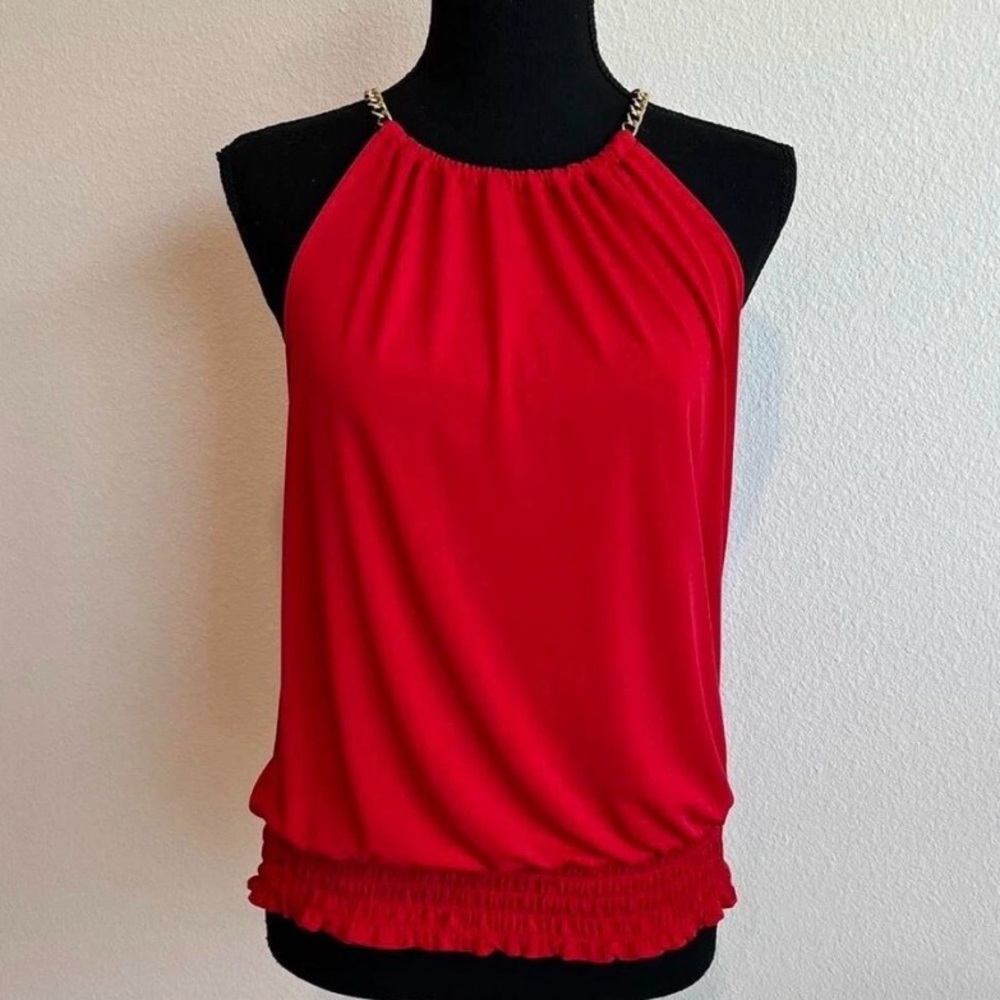 Michael Kors Red Women's Top with Gold Chain